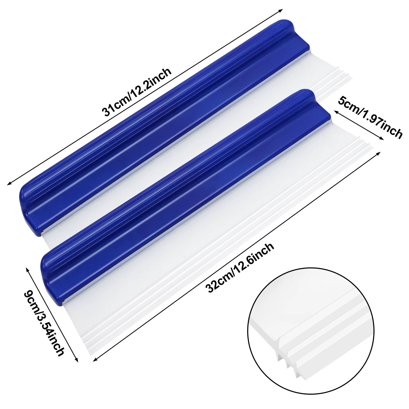 2pack 12.2 Inch Car Drying Squeegee Water Blade Professional Automotive Wiper Car Squeegee Water Blade Squeegee Silicone Auto Ca