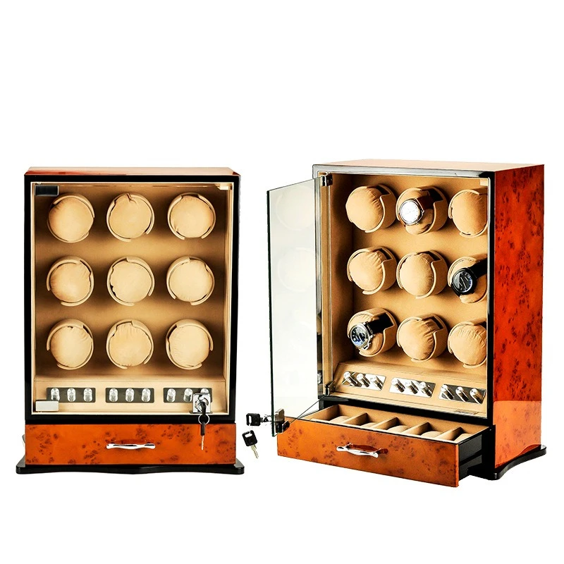 9 watch positions + small drawers, watch shaker motor box, wooden watch storage box, jewelry box, jewelry box.