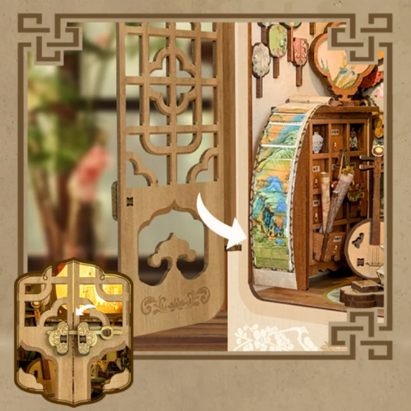 OUZEY Heritage Collector's Book Nook, DIY miniatuur Chinees klassiek huis, vintage studie decor voor tieners