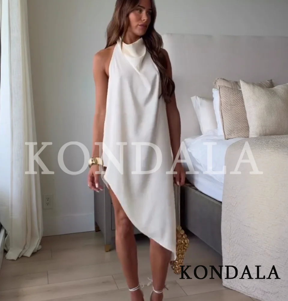 KONDALA Elegante Asymmetrische Neckholder-Tops für Damen – Lässige, rückenfreie Oberteile für den Urlaub – Neue Frühjahr/Sommer 2026 Mode – Schlichte Damen-Tops