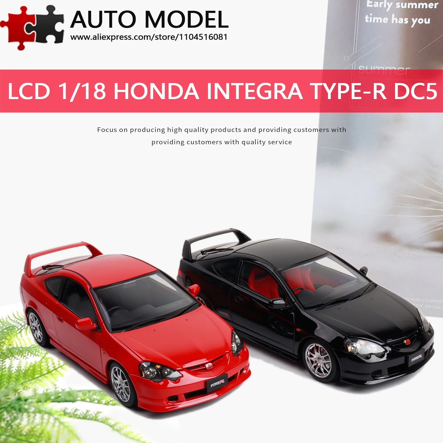 Lcd 1:18 Honda Integra Dc5 Type R Open the Door Die Cast Model Cars Red Realistic Alloy Collectible Miniatures Adult Toys Boy