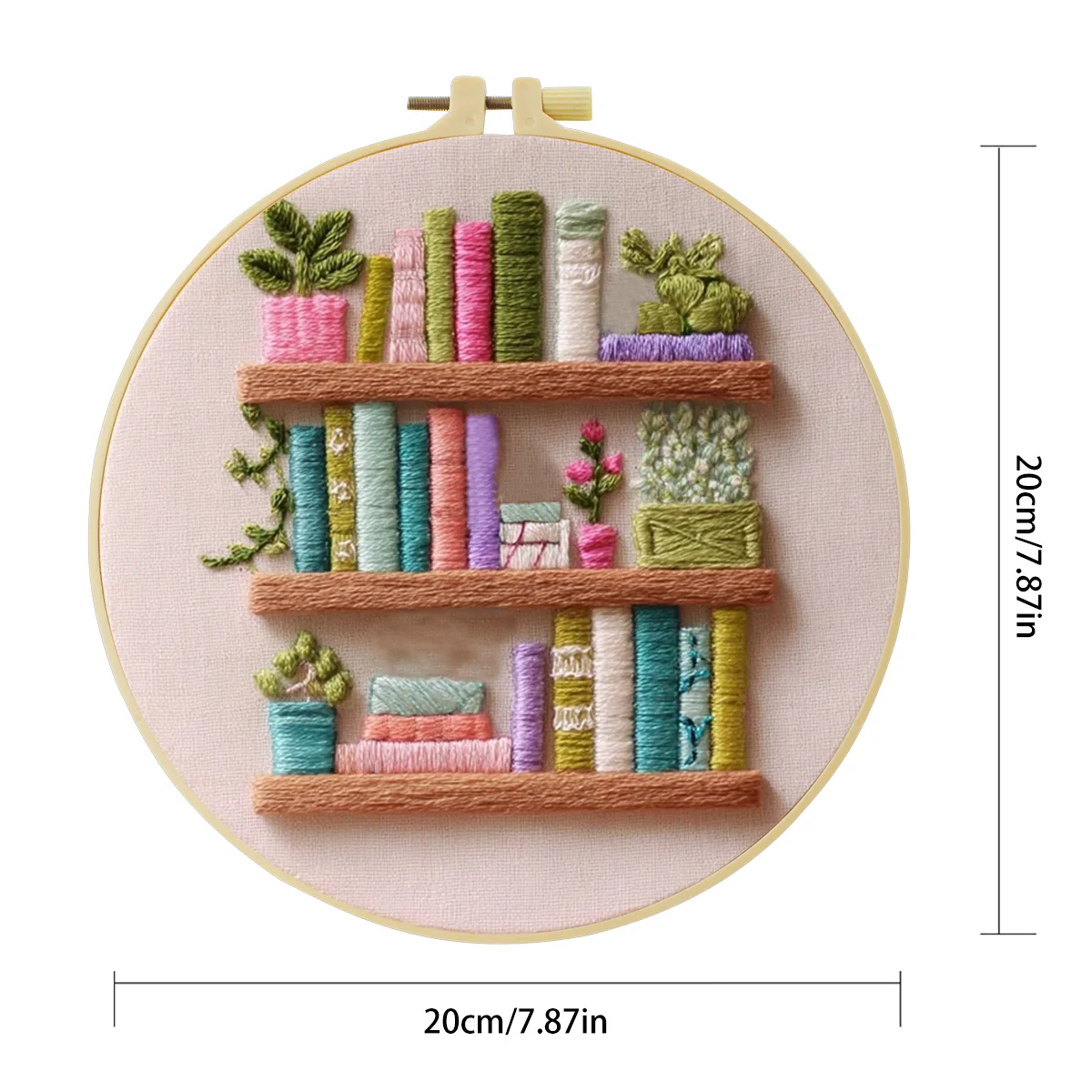 1 Stück 20X20CM/15X15CM 7,87/6,3 Zoll Bücherregal-Stickerei-Starter-Kit DIY-Kit DIY-Stickerei-Set für Anfänger – Detail 5