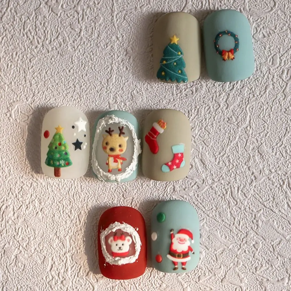 Lindo muñeco de nieve pegatinas de uñas de Navidad copo de nieve ciervo pegatinas de decoración de uñas autoadhesivas Santa calcomanías de manicura manicurista