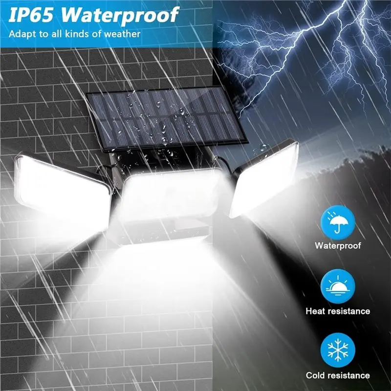 SYW-Solar Lights Outdoor 333LED 2800LM Motion Sensor Security Light With Remote Control, IP65 Rated 4 Modes Floodlight(2 Pack) H