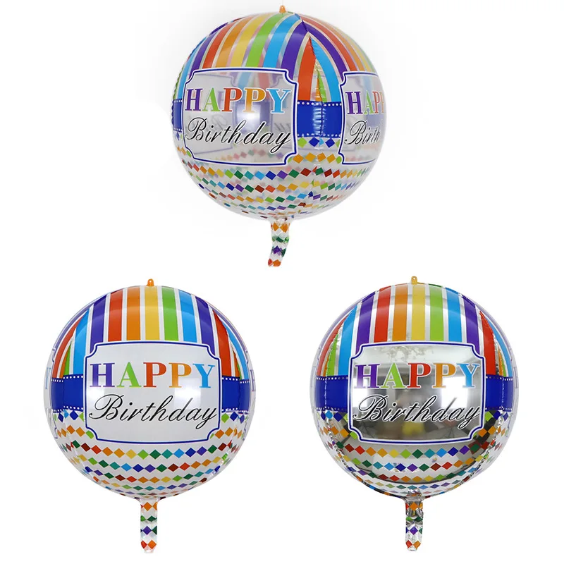 Ballon rond en aluminium Transparent 4d de 22 pouces, décoration de fête à thème d'anniversaire, vente en gros