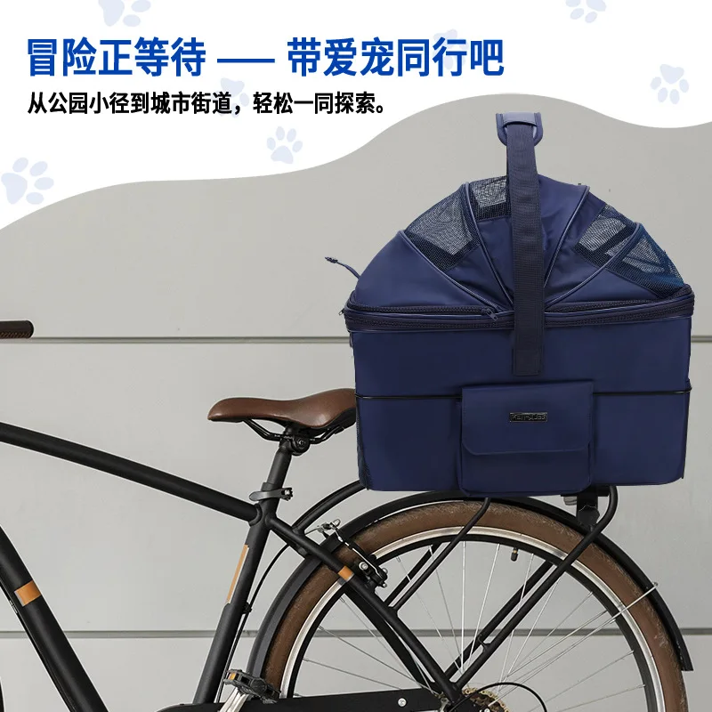 Cesta trasera bicicleta con bolsa lateral para gatos y perros - imagen 4