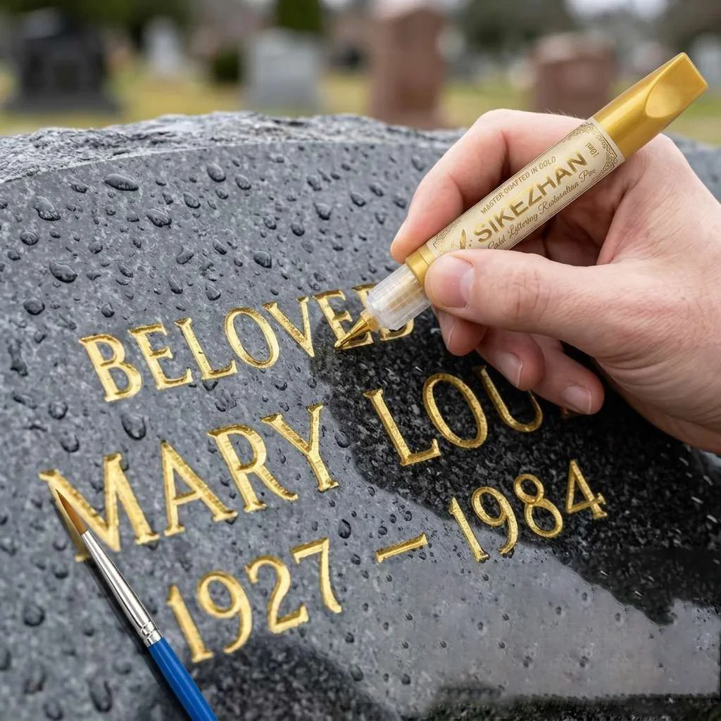 Premium Waterproof Gold Marker & Detailing Brush for Fine Headstone Repair, Gravestone Engraving Restoration, Precise 10ml