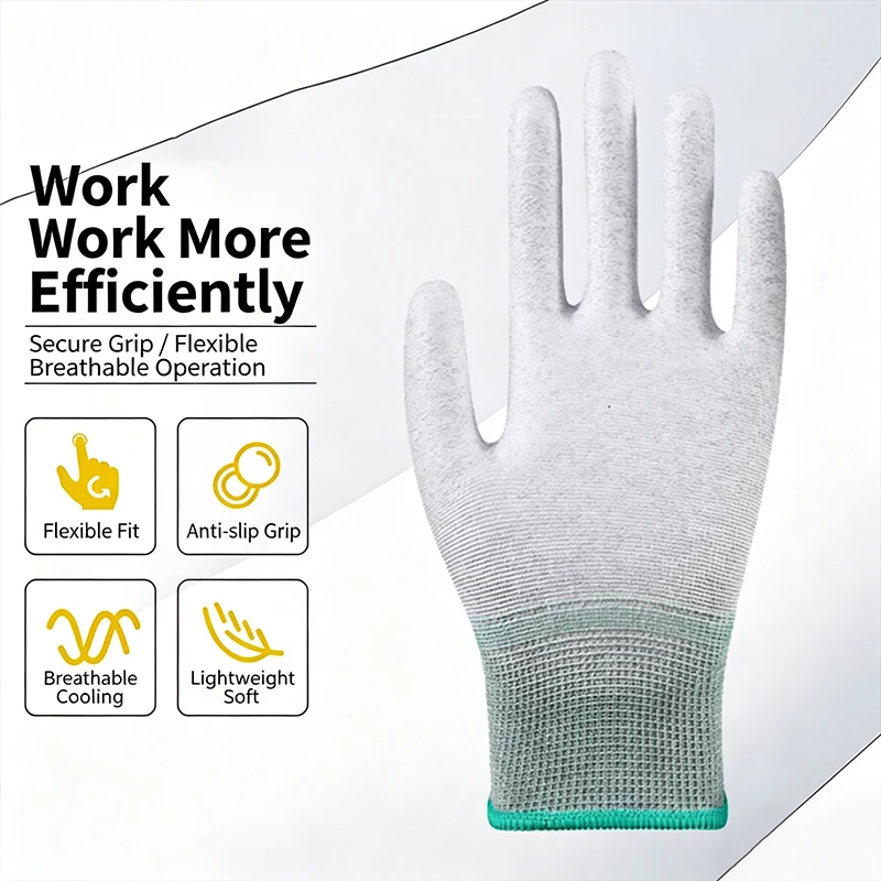 Flexible Non-Slip Carbon Fiber Coated Palm Gloves - Anti-Static Gloves for Mobile Phone and Electronic Component Repair