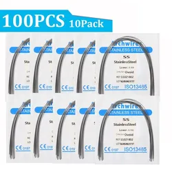 100PCS Dental Orthodontic Round Wire Stainless Steel Dental Arch Wire Super Elastic Retainer Brace Upper/Lower Teeth