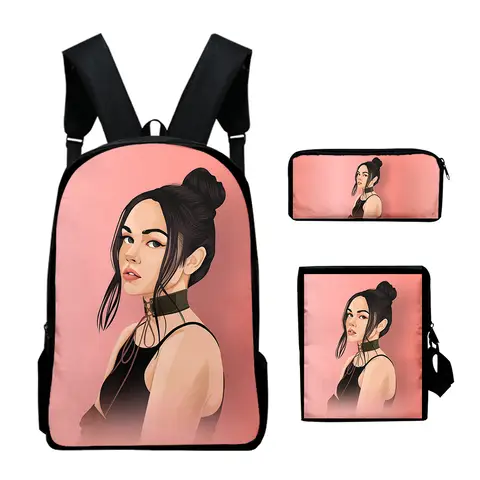Trendy Popular Maggie Lindemann 3D Print 3pcs/Set pupil School Bags Laptop Daypack Backpack Inclined shoulder bag Pencil Case