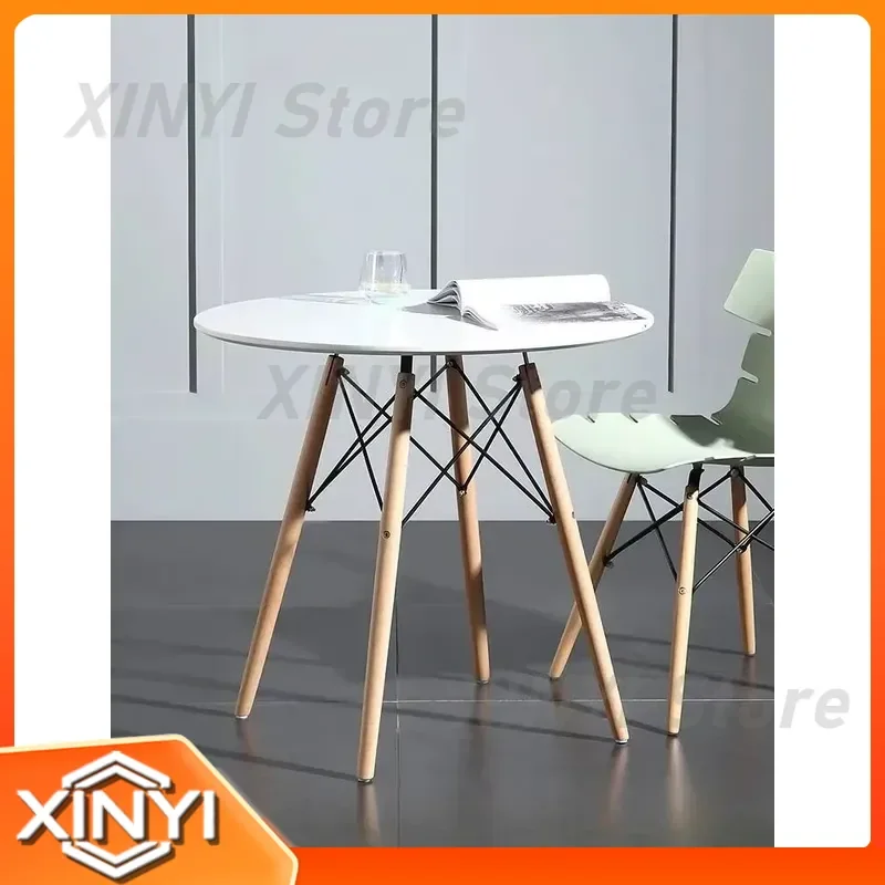 Round Wooden Table for Small Apartment Coffee Shop Office Reception Home Use Nordic Style Solid Simple Dessert Dining
