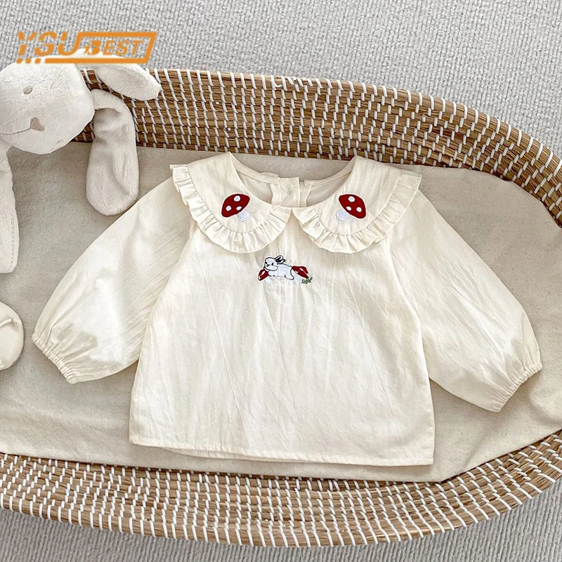 Infant Kids Baby Girls Long Sleeves Cute Embroidery T-shirt Spring Autumn Newborn Kids Baby Girls Clothes T-shirt 0-3Yrs