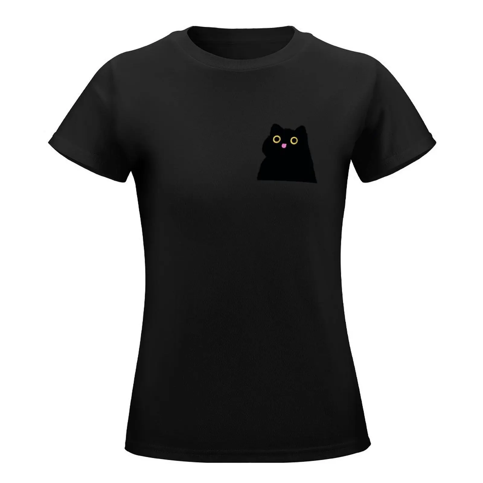 Black Blep Cat T-Shirt hippie clothes kawaii clothes anime clothes workout shirts for Women