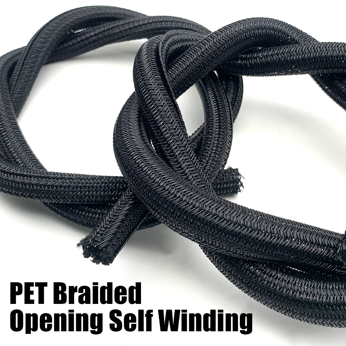 PET Inner Diameter 5~50mm Perforated Self Winding Braided Sleeve, Anti-aging Cable Wrapping Network Tube