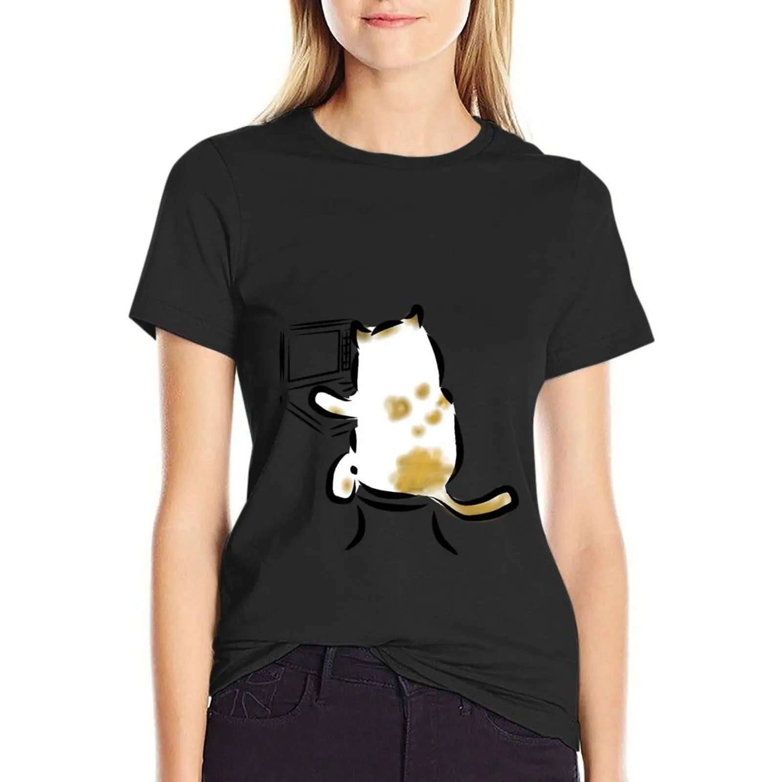 

Busy catman T-Shirt cute clothes plus sizes anime Women tops