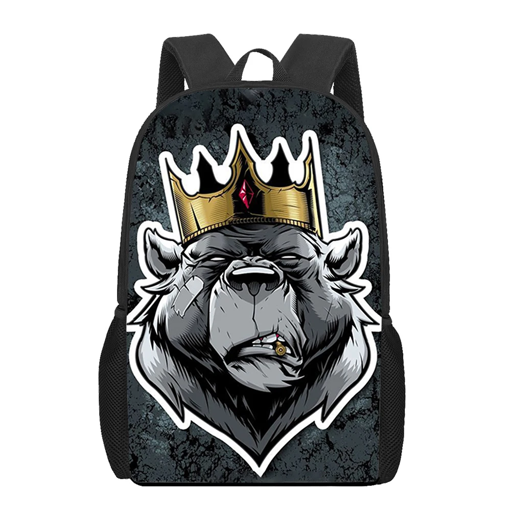 Animal Crown 3D Print School Bags for Teenage Girls Boys Casual Children Bookbags Kids Backpacks Student Large Capacity Backpack