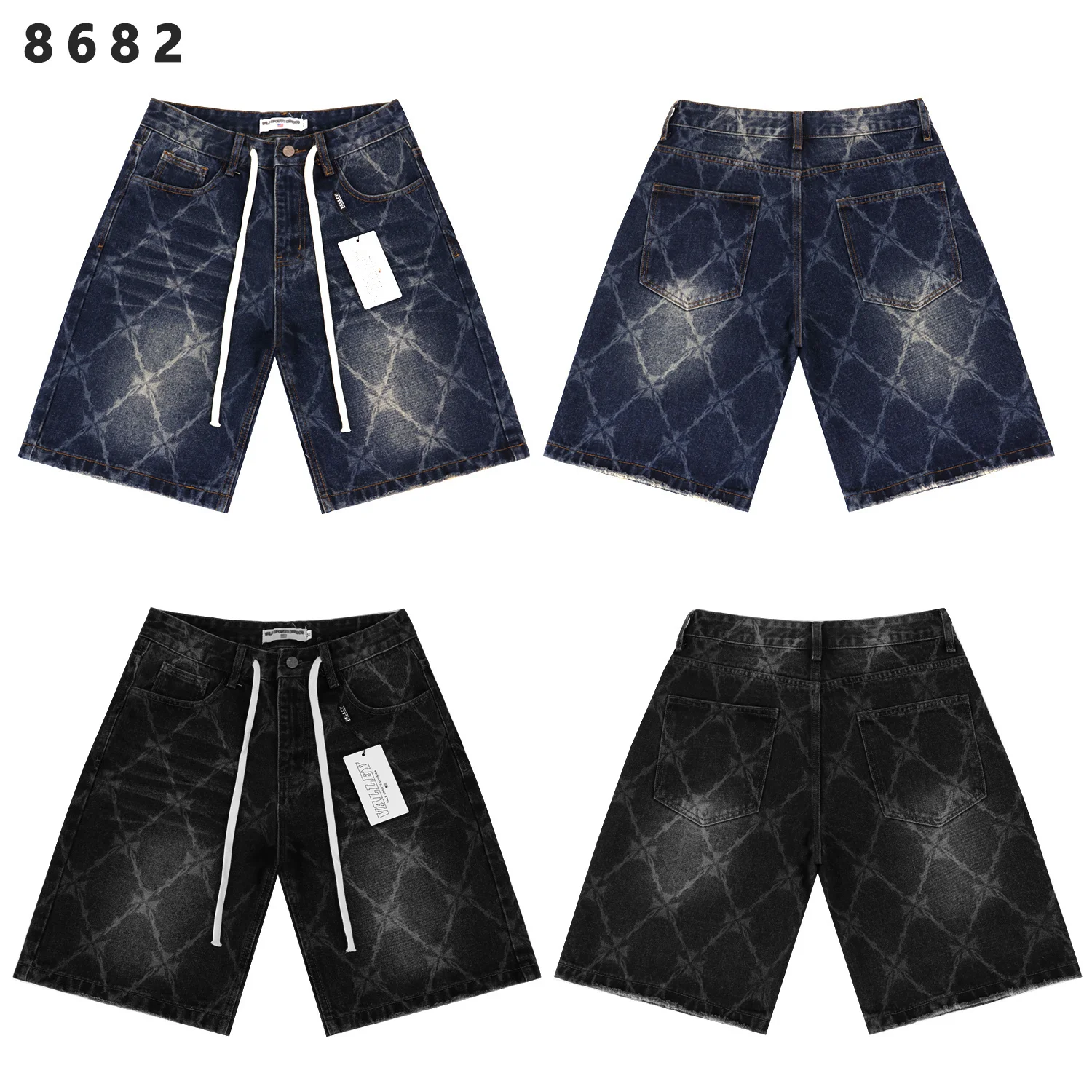 

Мужские свободные джинсовые шорты с лазерной резкой и ромбовидным узором, устойчивые к выцветанию и пятнам, для молодежи, летний сезон, средняя талия, застежка-молния