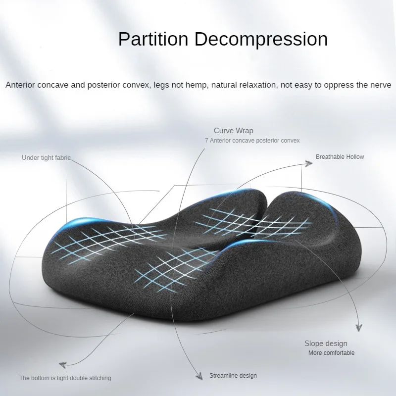 Office Chair Cushion Long Periods of Sitting Thickened Hemorrhoid Cushion Memory Foam Seat Cushion Breathable Buttocks Cushion