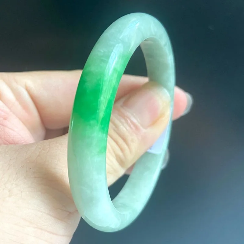 

Certified Green 55mm Natural Grade A Burma jadeite Bangle Bracelet