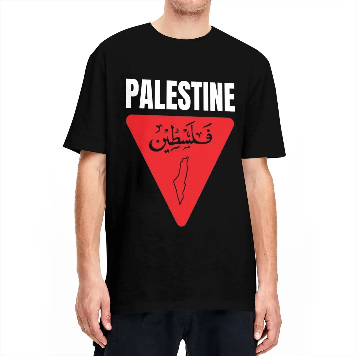 تي شيرت رجالي خريطة فلسطين تي شيرت موضة العلم الفلسطيني الصيف تي شيرت خمر طباعة الملابس القطنية فكرة هدية