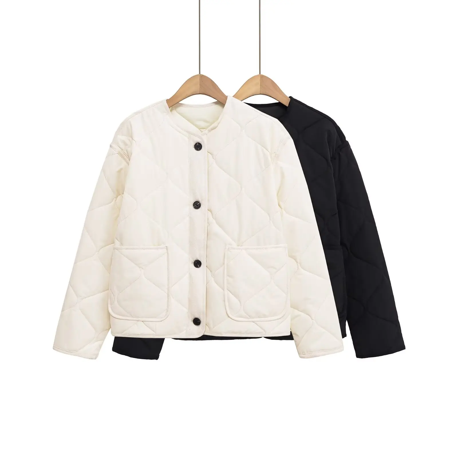 

Women's New Arrival Jacket Fashionable Women's Single-Breasted Waterproof Cotton Jacket Long-Sleeve Jacket with Pockets