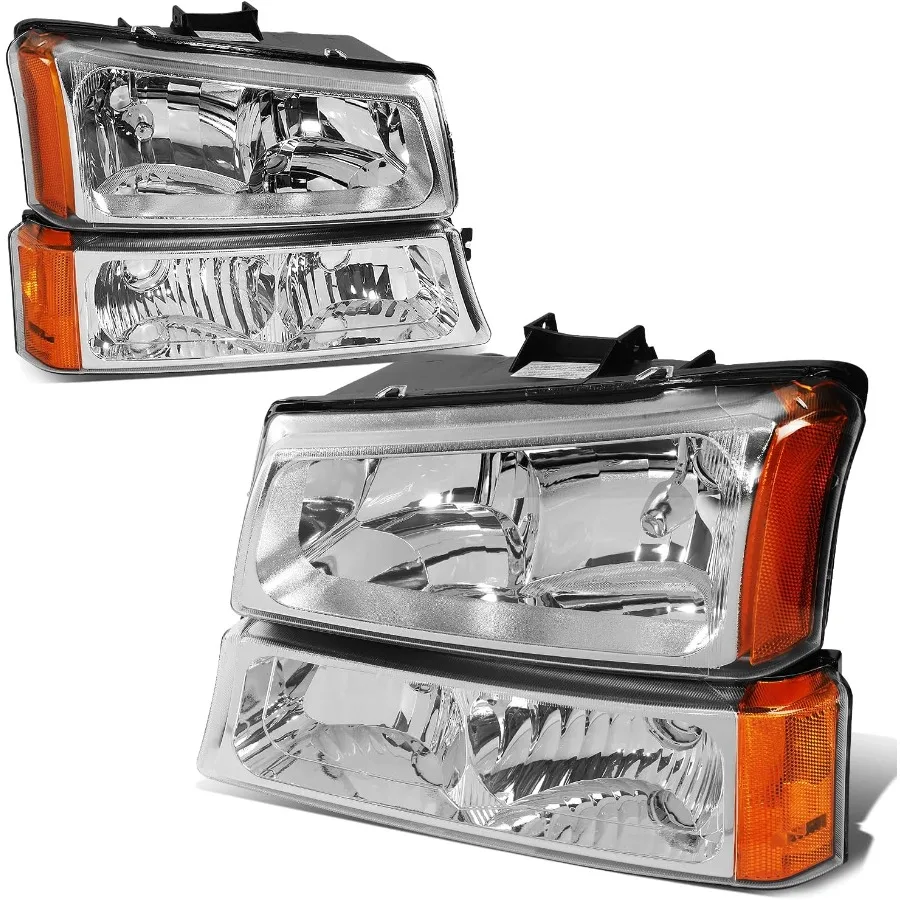 

Headlights Assembly Compatible with 20032007 Chevy Avalanche Silverado 1500 2500 3500 Pair of Halogen Headlamps Replacement wit