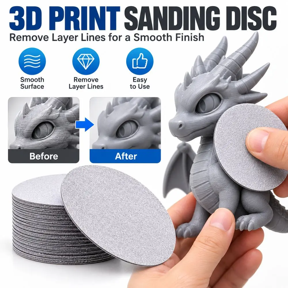 5/10pcs 1200 Grit 5 Inch Layer Line Remover Scratch Removal 3D Printed Compatible Surface Prep Disc Seam Cleaning PLA Compatible