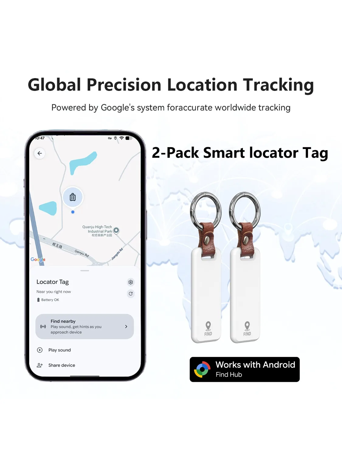 2er-Pack Smart Location Tracker für Android-Telefone funktionieren mit Google's Find Hub App Key Finder Smart Tag für Xiaomi Samsung Pixel – Detail 1