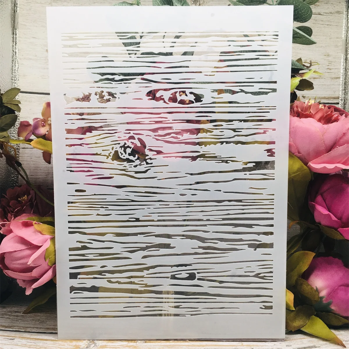 A4 29*21cm 나무 인쇄 텍스처 DIY 레이어링 스텐실 벽화 스크랩북, 색칠 엠보싱 앨범 장식 템플릿