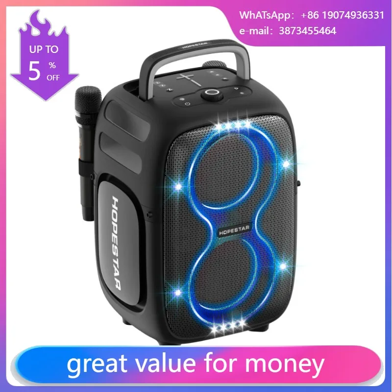 

HOPESTAR PARTYONE CLUB 650W BT5.4 Speaker 36000mAh Removable Battery IPX6 Waterproof 2 Wireless Mics AUX TF RGB GUITAR OTG Live