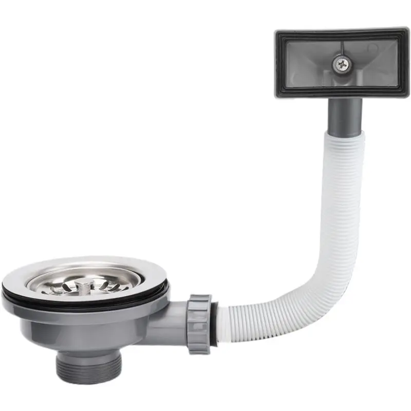 

ALIM-Stainless Steel Sink Overflow Kit 114Mm Kitchen Sink Strainer With Overflow Pipes Square Drain Cover Kitchen Sink Waste Kit