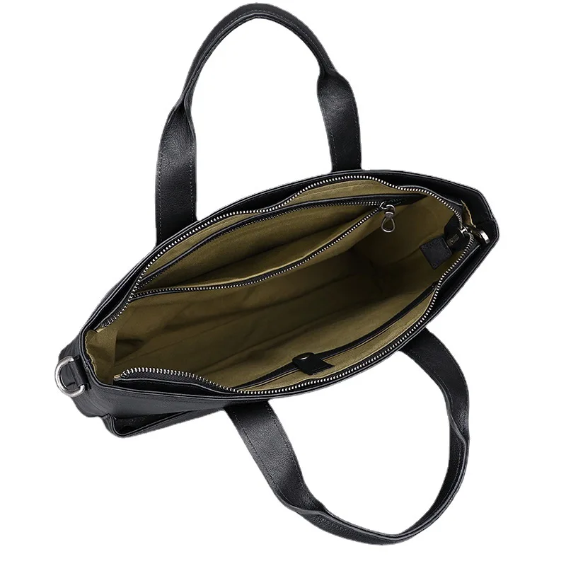 Valigette da uomo in vera pelle Borsa da computer da lavoro in pelle bovina con strato superiore portatile Borsa a tracolla retrò