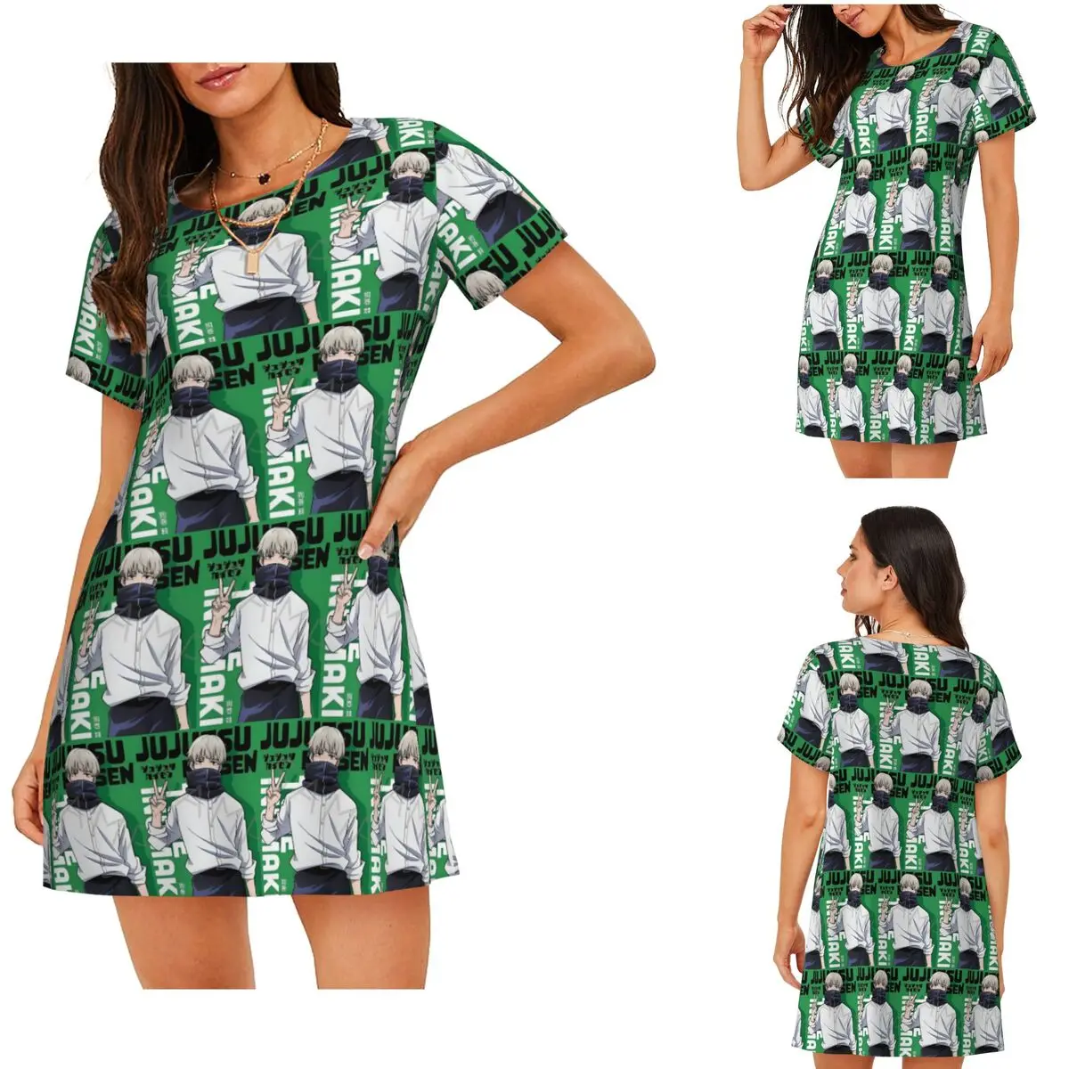 Custom Jujutsu Kaisen Toge Inumaki Short Sleeves Nightdress For Sleepshirts Women Short Sleeve Nightgowns Soft Pajama Dress
