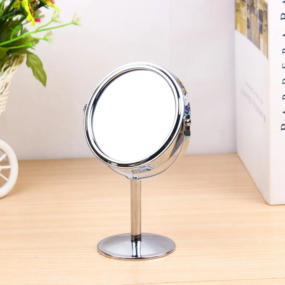 360° Rotatable Double Sided Vanity Mirror Oval Iron-carbon Alloy Desktop Stand Mirror Without Dead Corners Simple