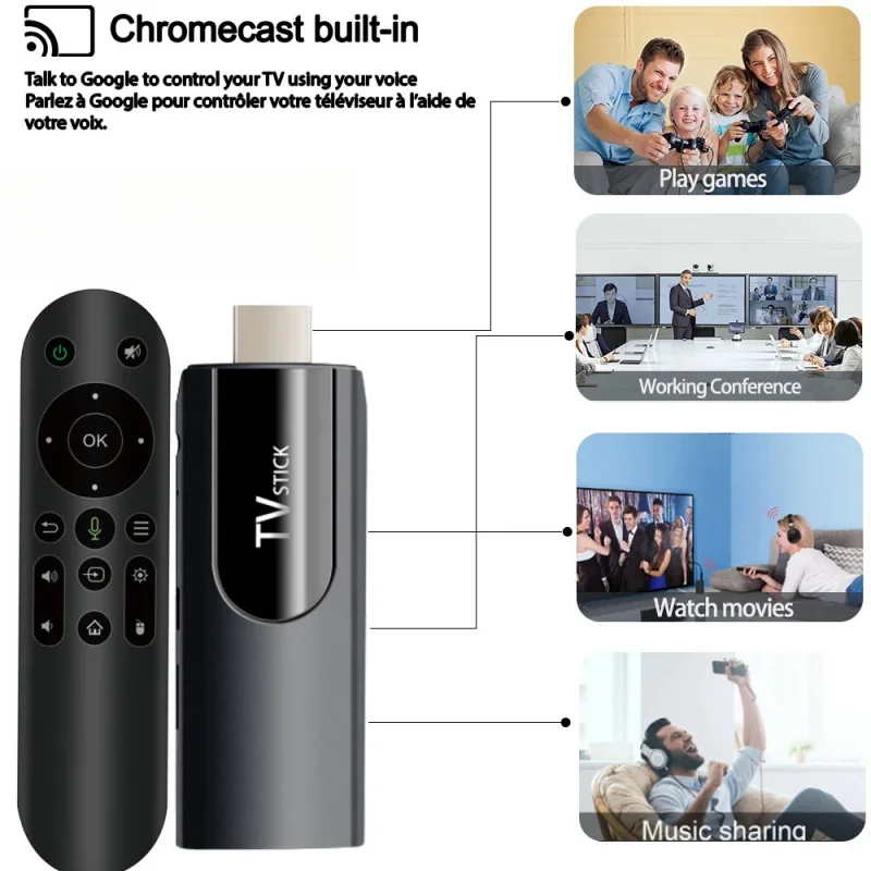 MX10 Mini TV Stick H618 Quadcore Android 13 ATV 4K HD 2G 16G TV Box 2,4G 5G Dual Wifi Smart Media Player receptor TV para Youtube