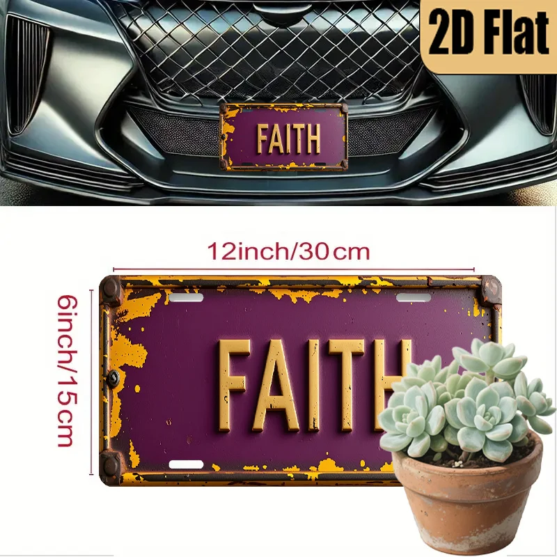 1pc, 2D FLAT, for Decoration Only - Vintage Style Aluminum License Plate 