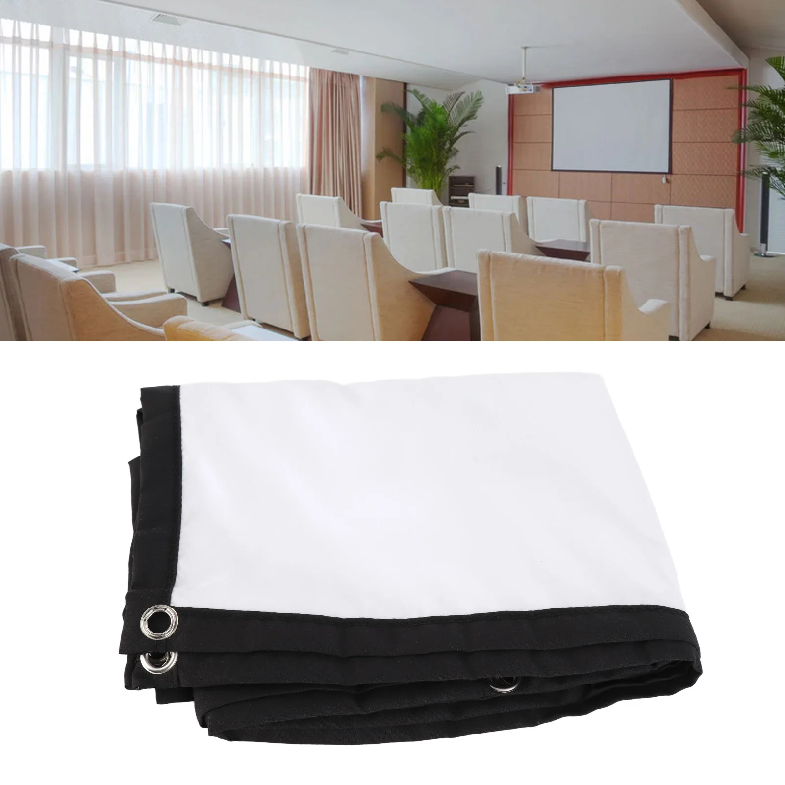 

Портативный проекционный экран 100 дюймов HD, устойчивый к морщинам, складной, с крючками, для дома и офиса