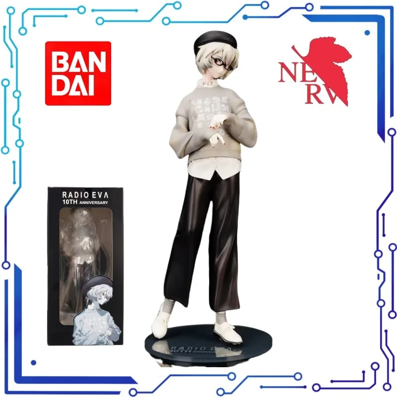 24CM New Century Evangelion Ayanami Rei Sailor Girl Model figures Sweatshirt casual clothes Blue-gray Short hair Ornaments Boxed