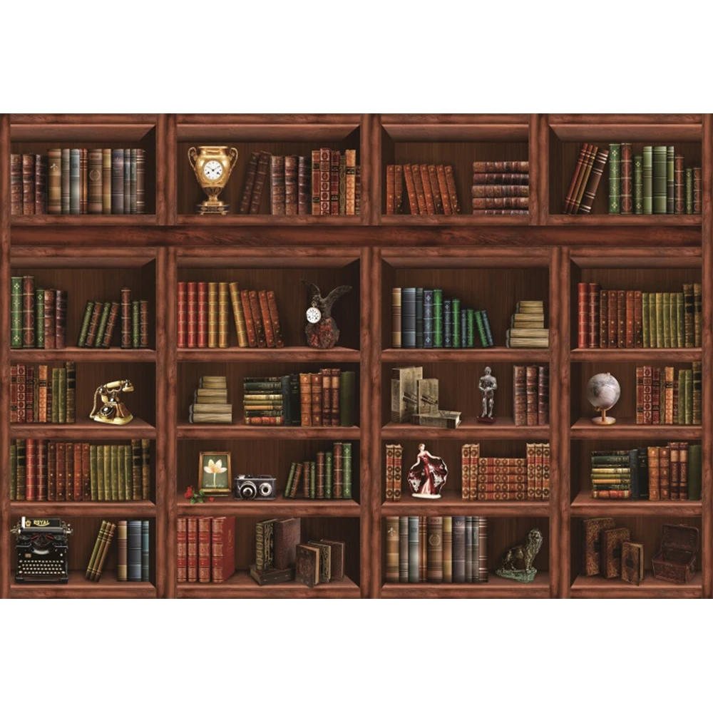 Vintage Bookself ฉากหลังสำหรับถ่ายภาพ Grunge Study Room Decor Photocall ภาพเด็กทารกถ่ายภาพพื้นหลัง Photo Studio