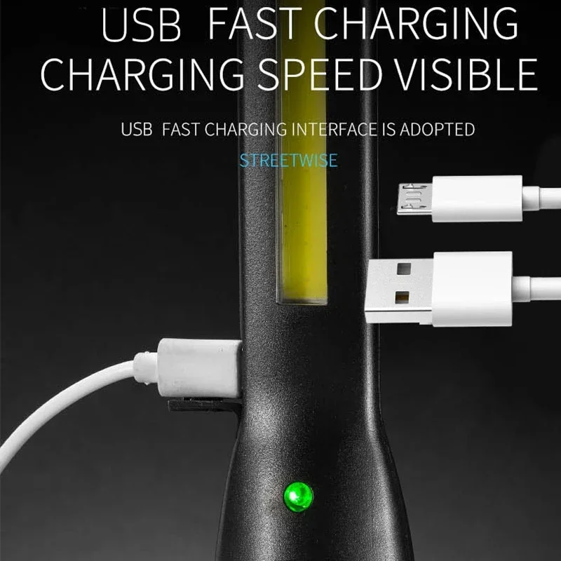 Nuova torcia portatile a LED COB Lampada da lavoro ricaricabile USB Lanterna magnetica Lampada a sospensione con batteria incorporata Torcia da campeggio