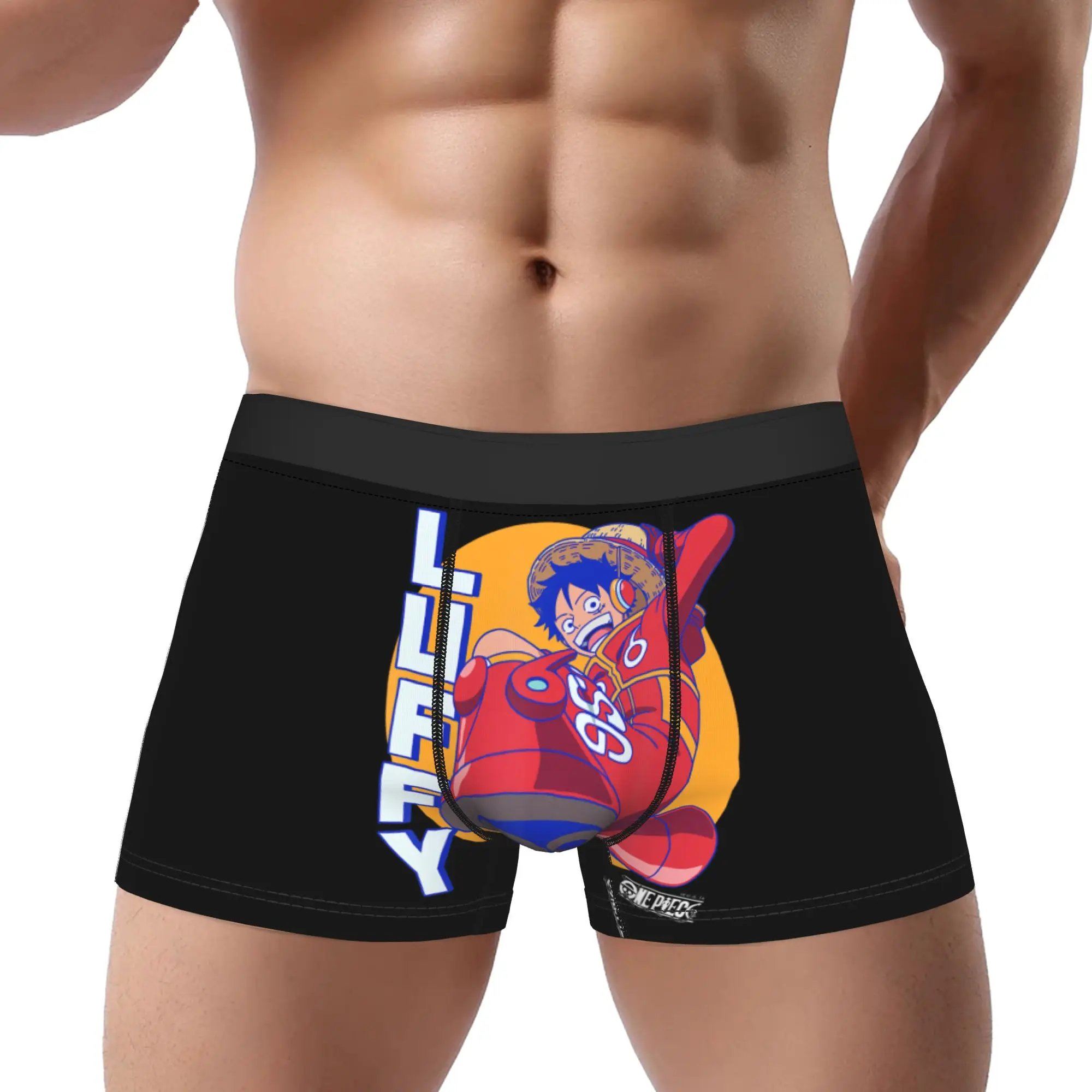 One Piece Anime Luffy Egghead Island  Underpants Homme Panties Men's Underwear Sexy Shorts Boxer Briefs
