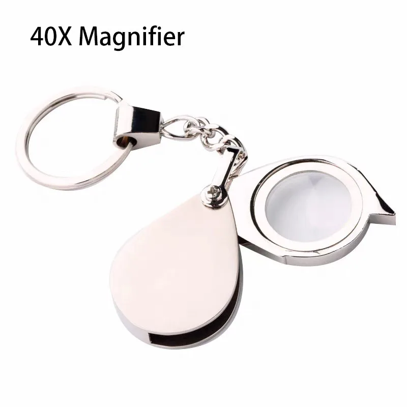 Pocket Magnifier 40x Jewelry Magnifier Mini Magnifier Keychain Jewelry Ring For reading Science Jewelry Hobby Books Coins