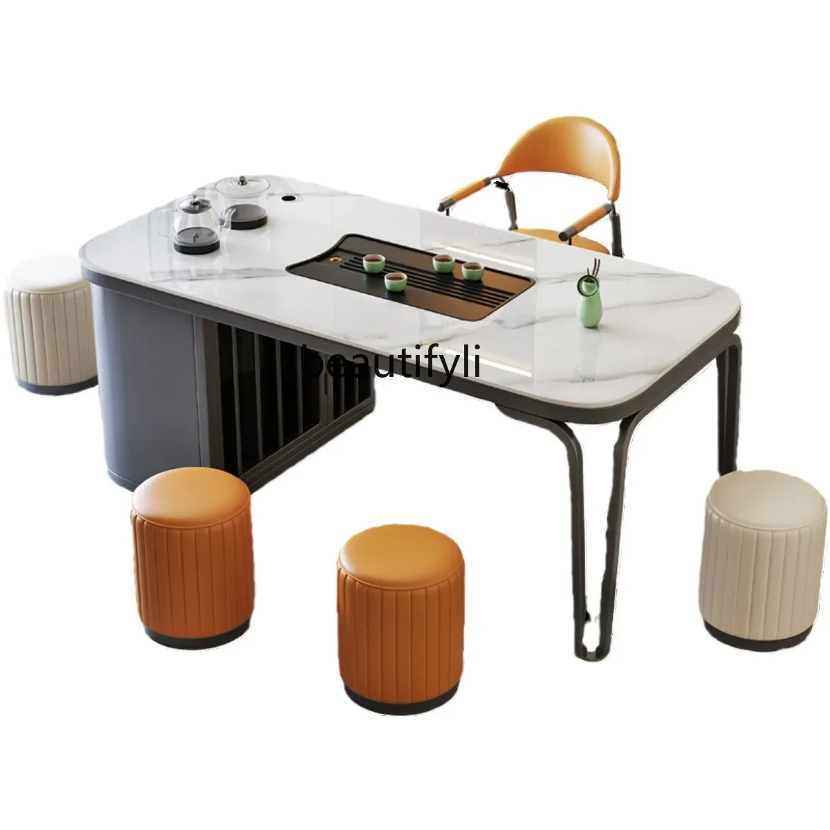 

Rock slab balcony tea table 1.2 meters 1.4 meters light luxury household Kung