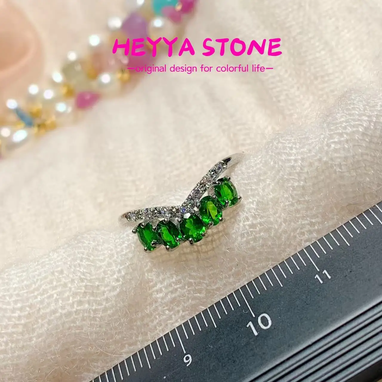 

Роскошное простое кольцо с натуральным диопсидом для женщин, простые ювелирные изделия из нержавеющей стали, драгоценный камень, классический стиль