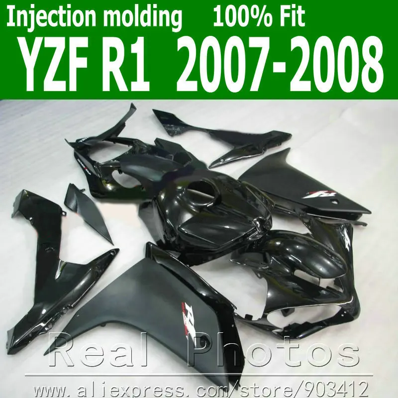 

New fairing kit for YAMAHA Injection molding R1 2007 2008 glossy black motorcycle fairings set YZF R1 07 08 NB78