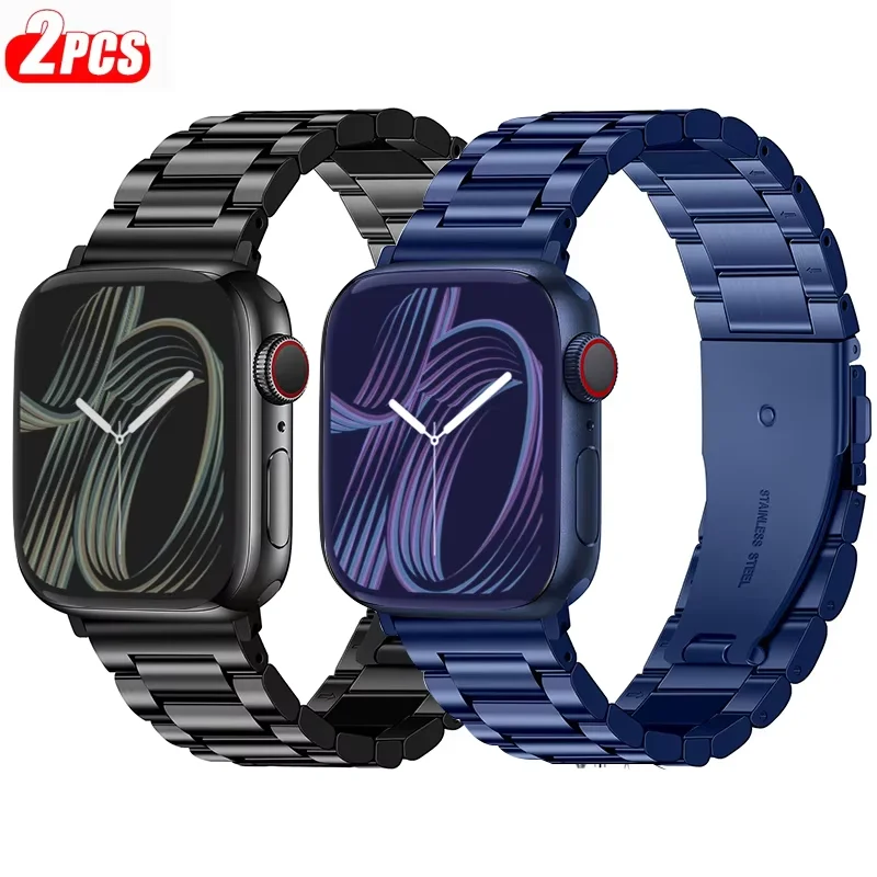 2pcs Stainless Steel Band For Apple Watch Ultra 2 49mm 45-41-40-44mm Metal Milanese Strap iWatch series 10 46-42mm 9 8 7 6 5 SE