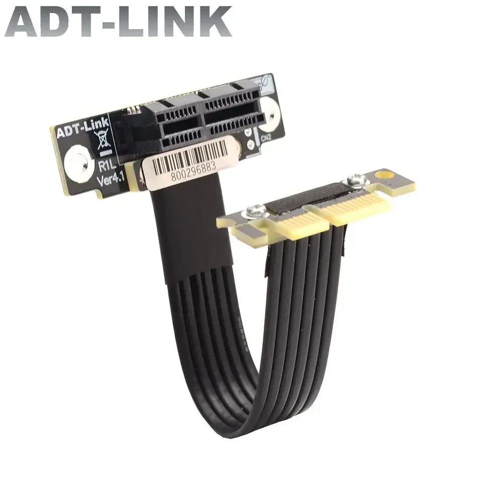 PCIE X1 Kabel Riser Dual 90 Derajat PCIe 4.0X1 Ke X1 Kabel Ekstensi 16Gbps Kecepatan Tinggi PCI Express 1x Riser Card Ribbon Extender