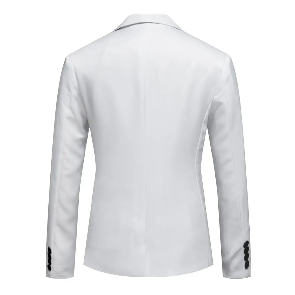 Unique Texture Elegant Men's Slim Fit Lapel Suit Coat with Pockets for Business Wedding Party Black White Stitching Spring Fall