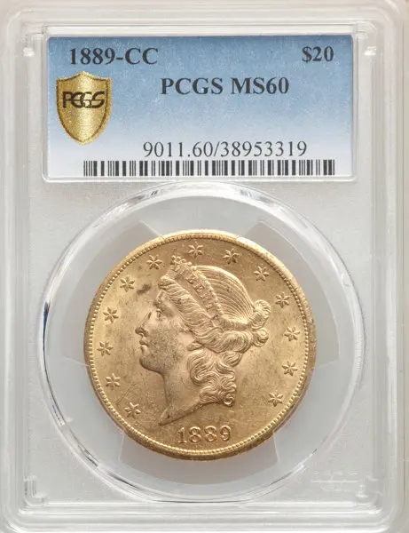 

1889 CC American Coin $20-позолоченный Вольфрам 24k-сертифицированный PCGS NGC MS60-высококачественный герметичный-Немагнитный