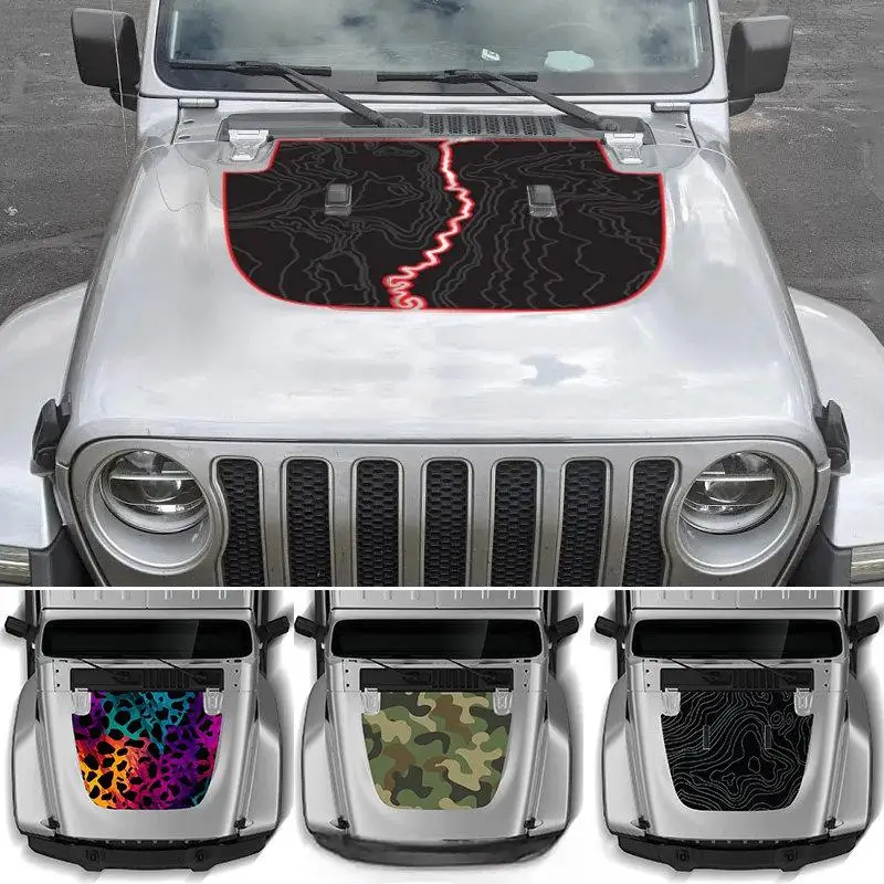Car Hood Sticker Decal for Jeep Wrangler JL Canadian Edition, Personalized Body Side Stripe Graphics, Exterior Decoration Wrap